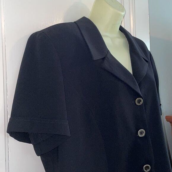 Vtg 90s Danny & Nicole black polyester  short sleeved long jacket - Picture 6 of 8